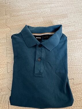 Boss Men's Polo Shirt in Teal Blue